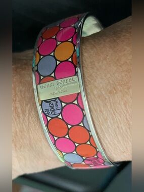 EUC Henri Bendel Polka Dot Enamel Bangel  - Pink, Orange, Lavender